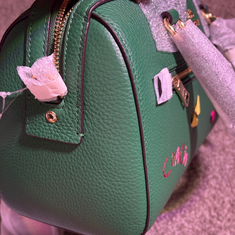 Coach Rowen Green Satchel with Colorful Diary Embroidery C8280 - Picture 8 of 13